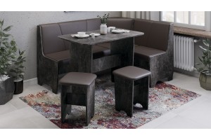 Кухонный уголок Техас Исп.1 Ателье темный, Экокожа коричневая