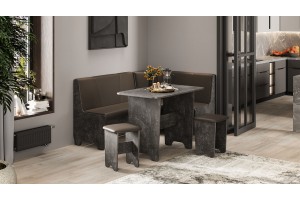 Кухонный уголок Техас Исп.1 Ателье темный, Экокожа коричневая