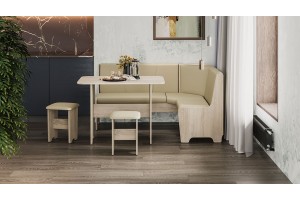 Кухонный уголок Техас Исп.1 Дуб Сонома, Экокожа бежевая