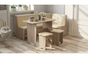 Кухонный уголок Техас Исп.1 Дуб Сонома, Экокожа бежевая