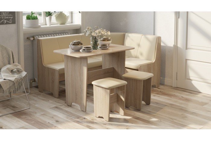 Кухонный уголок «Техас» Исп.1 Дуб Сонома, Экокожа бежевая