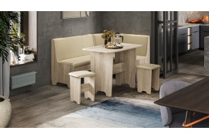 Кухонный уголок Техас Исп.1 Дуб Сонома, Экокожа бежевая