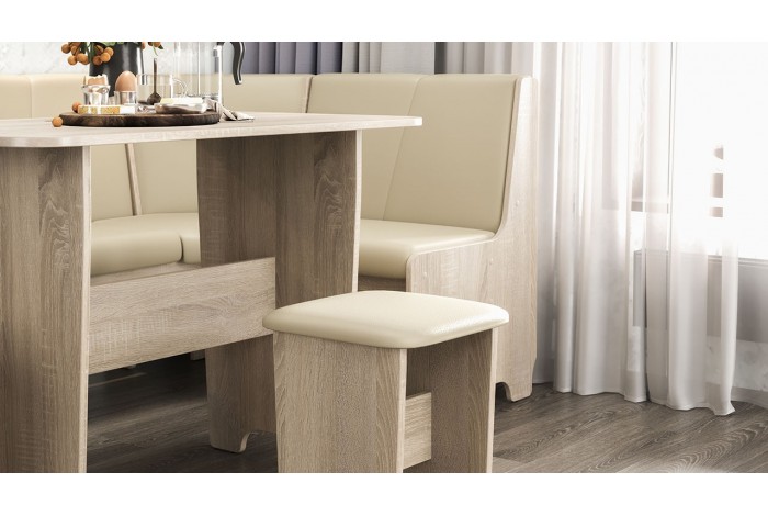 Кухонный уголок «Техас» Исп.1 Дуб Сонома, Экокожа бежевая