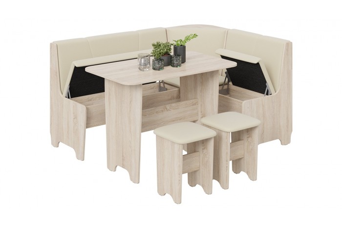 Кухонный уголок «Техас» Исп.1 Дуб Сонома, Экокожа бежевая