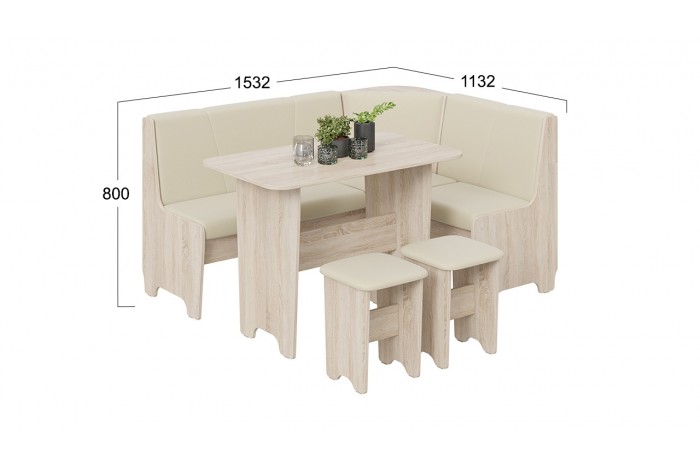 Кухонный уголок «Техас» Исп.1 Дуб Сонома, Экокожа бежевая