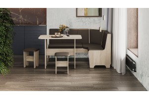 Кухонный уголок Техас Исп.1 Дуб Сонома, Экокожа коричневая