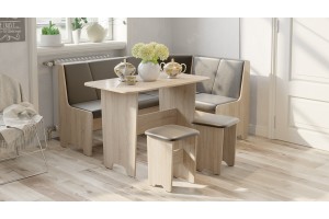 Кухонный уголок Техас Исп.1 Дуб Сонома, Экокожа коричневая