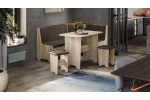 Кухонный уголок Техас Исп.1 Дуб Сонома, Экокожа коричневая