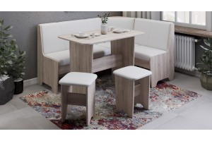 Кухонный уголок Техас Исп.1 Дуб Сонома трюфель, Экокожа белая