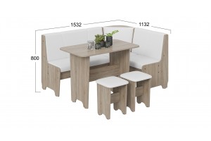 Кухонный уголок Техас Исп.1 Дуб Сонома трюфель, Экокожа белая