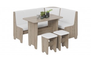 Кухонный уголок Техас Исп.1 Дуб Сонома трюфель, Экокожа белая