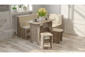 Кухонный уголок Техас Исп.1 Дуб Сонома трюфель, Экокожа бежевая