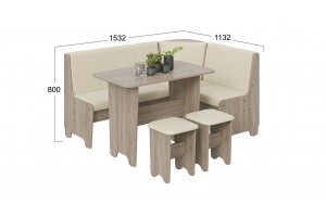 Кухонный уголок Техас Исп.1 Дуб Сонома трюфель, Экокожа бежевая