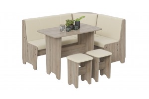 Кухонный уголок Техас Исп.1 Дуб Сонома трюфель, Экокожа бежевая