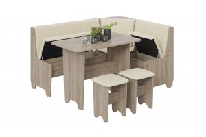 Кухонный уголок Техас Исп.1 Дуб Сонома трюфель, Экокожа бежевая