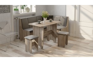 Кухонный уголок Техас Исп.1 Дуб Сонома трюфель, Экокожа коричневая