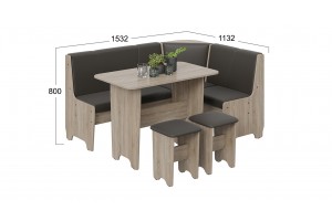 Кухонный уголок Техас Исп.1 Дуб Сонома трюфель, Экокожа коричневая