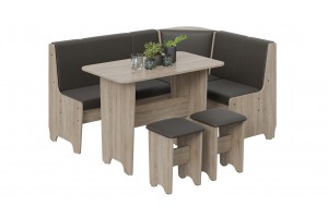 Кухонный уголок Техас Исп.1 Дуб Сонома трюфель, Экокожа коричневая