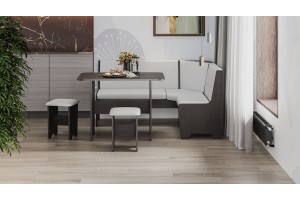 Кухонный уголок Техас Исп.1 Венге, Экокожа белая