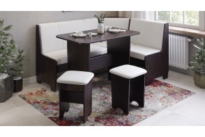 Кухонный уголок Техас Исп.1 Венге, Экокожа белая