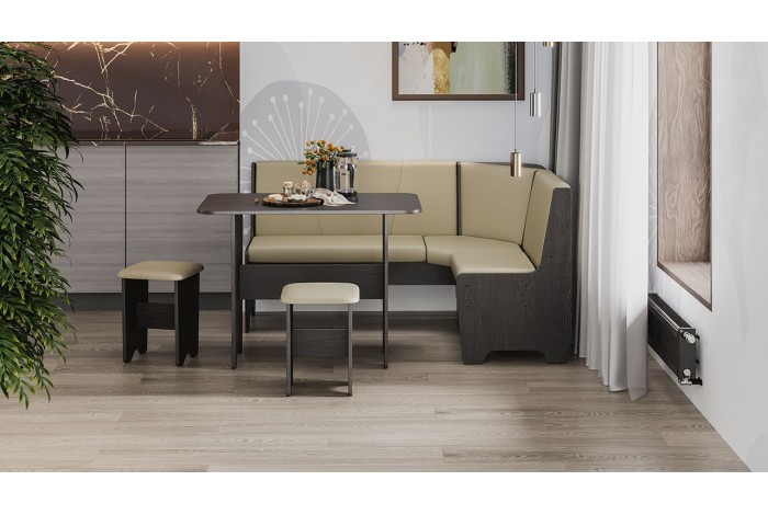 Кухонный уголок «Техас» Исп.1 Венге, Экокожа бежевая