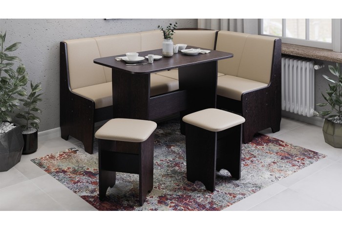 Кухонный уголок «Техас» Исп.1 Венге, Экокожа бежевая