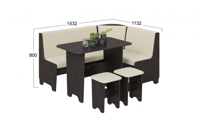 Кухонный уголок «Техас» Исп.1 Венге, Экокожа бежевая