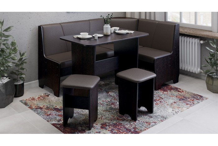 Кухонный уголок «Техас» Исп.1 Венге, Экокожа коричневая