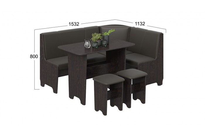 Кухонный уголок «Техас» Исп.1 Венге, Экокожа коричневая