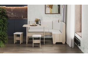 Кухонный уголок Техас Исп.1 Дуб Сонома, Экокожа белая