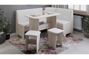 Кухонный уголок Техас Исп.1 Дуб Сонома, Экокожа белая