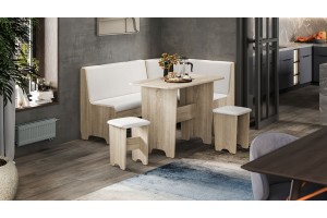 Кухонный уголок Техас Исп.1 Дуб Сонома, Экокожа белая