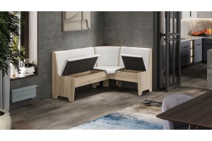 Кухонный уголок Техас Исп.1 Дуб Сонома, Экокожа белая