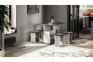 Обеденная группа Тип 1 Белый, Ателье темный, Иск.замша Stone