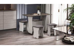 Обеденная группа Тип 1 Белый, Ателье темный, Иск.замша Stone