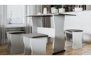 Обеденная группа Тип 1 Белый, Ателье темный, Иск.замша Stone