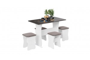 Обеденная группа Тип 1 Белый, Ателье темный, Иск.замша Stone