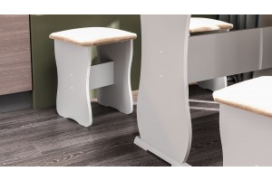 Обеденная группа Тип 1  Белый, Дуб Крафт золотой, Иск.замша Latte