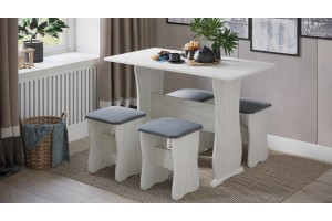 Обеденная группа Тип 1 Дуб Крафт белый, Велюр Серый