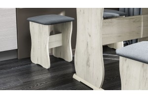 Обеденная группа Тип 1 Дуб Крафт белый, Велюр Серый