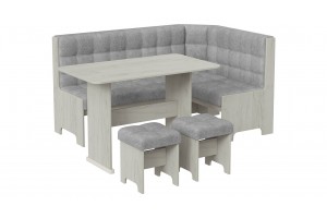 Кухонный уголок Флорида Дуб Крафт белый, Микровелюр Wellmart Silver