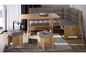 Кухонный уголок Флорида Дуб Крафт золотой, Микровелюр Wellmart Latte