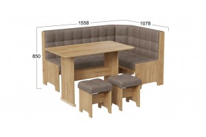 Кухонный уголок Флорида Дуб Крафт золотой, Микровелюр Wellmart Latte