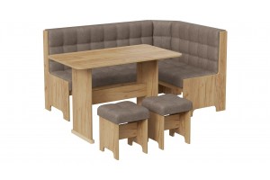 Кухонный уголок Флорида Дуб Крафт золотой, Микровелюр Wellmart Latte