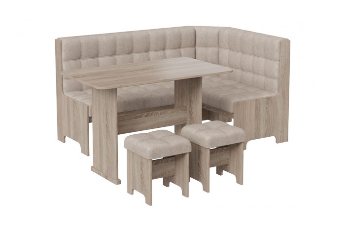 Кухонный уголок «Флорида» Дуб Сонома трюфель, Микровелюр Wellmart Dark