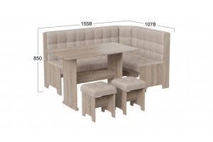 Кухонный уголок Флорида Дуб Сонома трюфель, Микровелюр Wellmart Dark