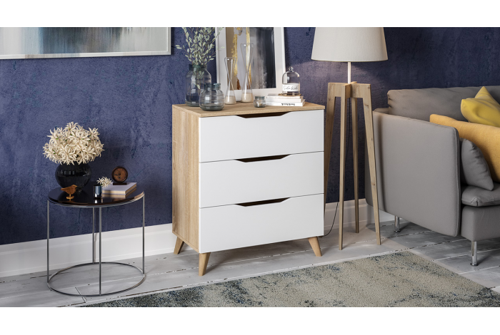 Комод Тип 3 с опорами Бук матовый, Дуб Сонома, Белый Ясень