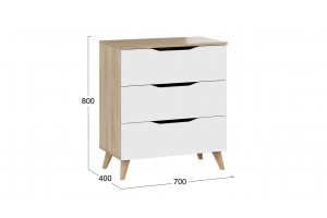 Комод Тип 3 с опорами Бук матовый, Дуб Сонома, Белый Ясень