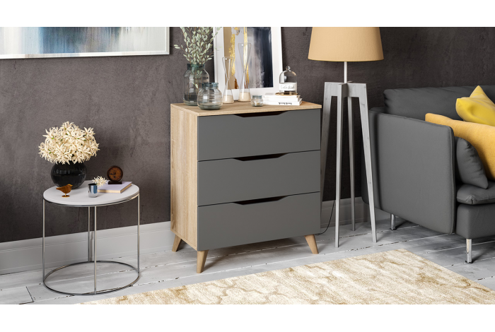 Комод Тип 3 с опорами Бук матовый, Дуб Сонома, Графит Серый
