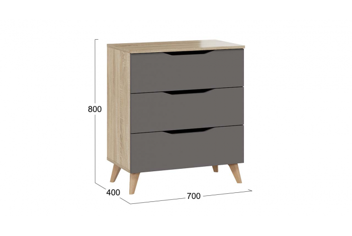 Комод Тип 3 с опорами Бук матовый, Дуб Сонома, Графит Серый
